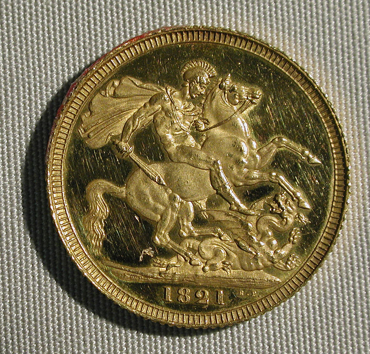 Proof sovereign of George IV (coronation year), Medalist: Benedetto Pistrucci (Italian, 1783–1855, active England), Gold, British