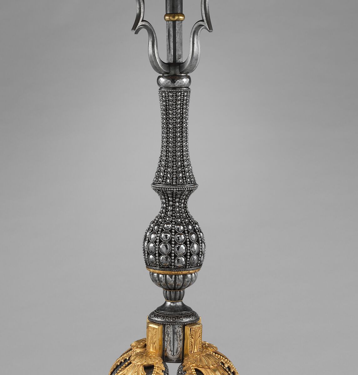 Center table, Imperial Armory, Tula (south of Moscow), Russia, Steel, silver, gilt copper, gilt brass, basswood; replaced mirror glass, Russian, Tula