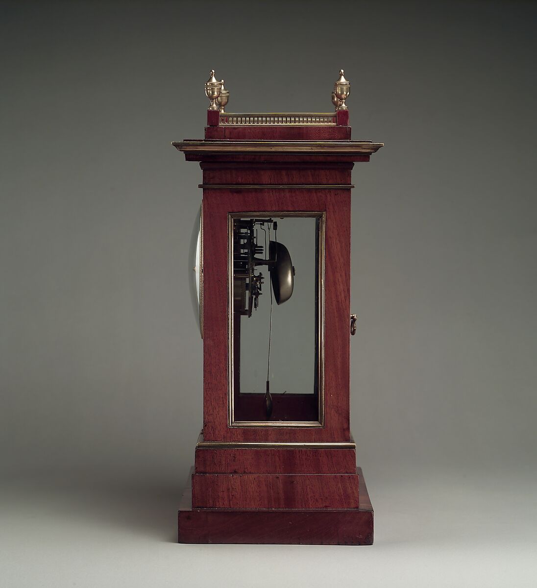 Clock, Workshop of David Roentgen (German, Herrnhaag 1743–1807 Wiesbaden, master 1780), Oak, pine, and mahogany, veneered with mahogany; brass, gilt bronze and enamel, German, Neuwied am Rhein