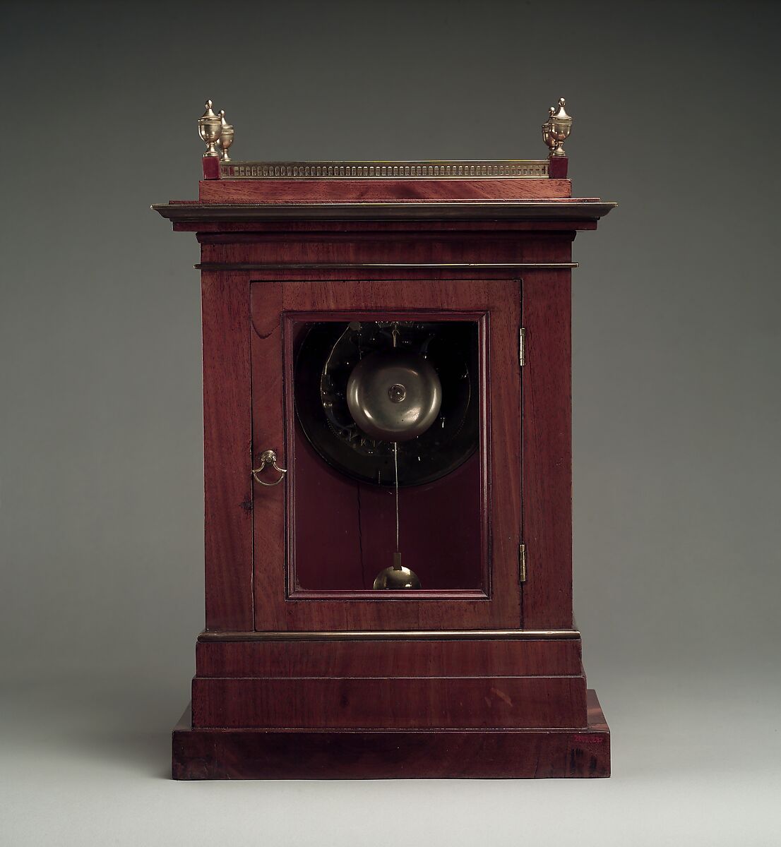 Clock, Workshop of David Roentgen (German, Herrnhaag 1743–1807 Wiesbaden, master 1780), Oak, pine, and mahogany, veneered with mahogany; brass, gilt bronze and enamel, German, Neuwied am Rhein