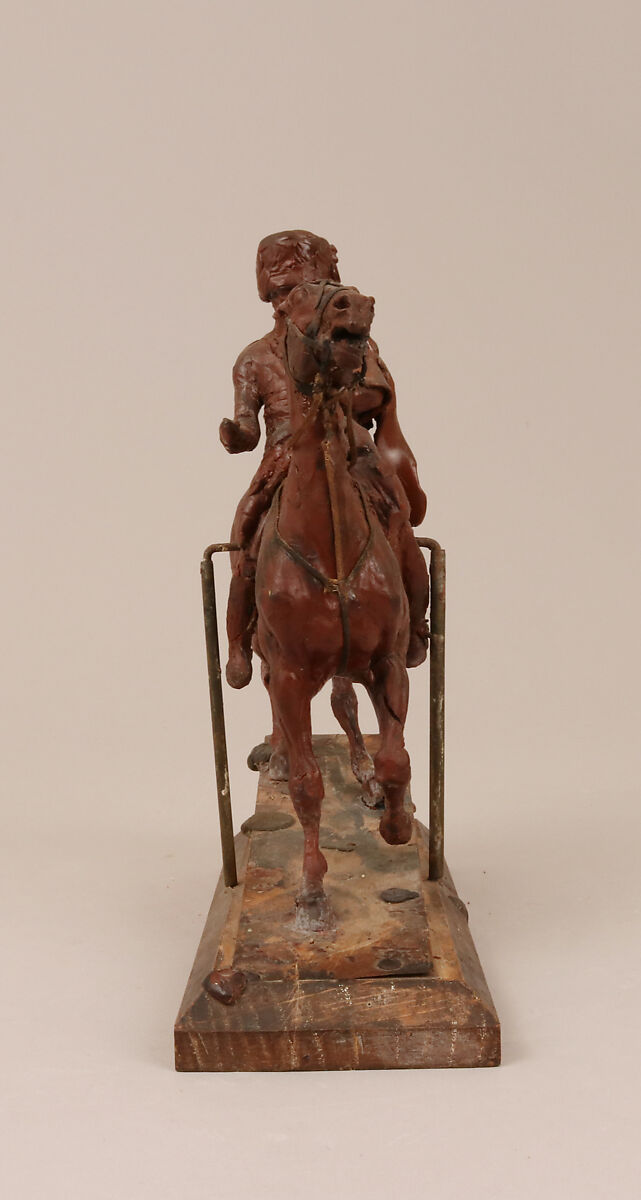 Mounted Hussar, Ernest Meissonier (French, Lyons 1815–1891 Paris), Red wax, wood, metal, leather and cord, French