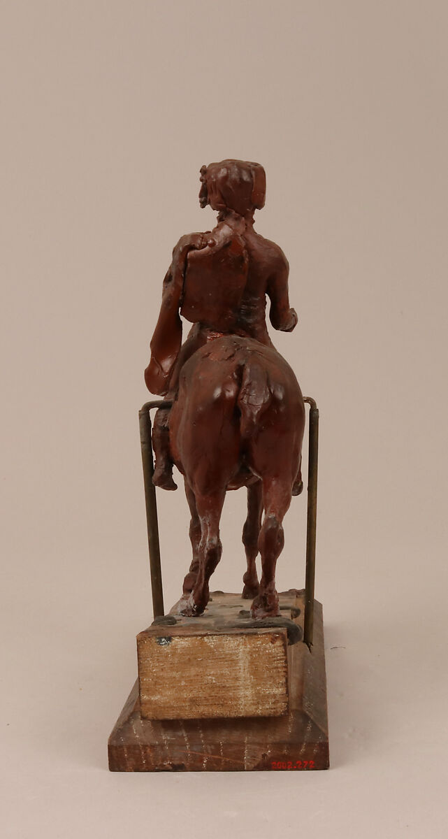 Mounted Hussar, Ernest Meissonier (French, Lyons 1815–1891 Paris), Red wax, wood, metal, leather and cord, French