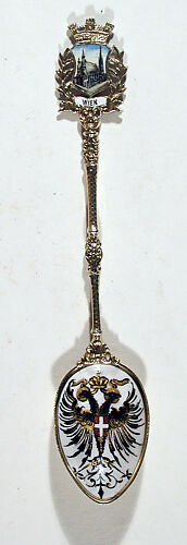 Souvenir spoon with Imperial double-headed eagle and St. Stephan's Cathedral in Vienna