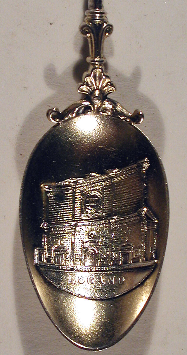 Souvenir spoon, Silver gilt, enamel, European