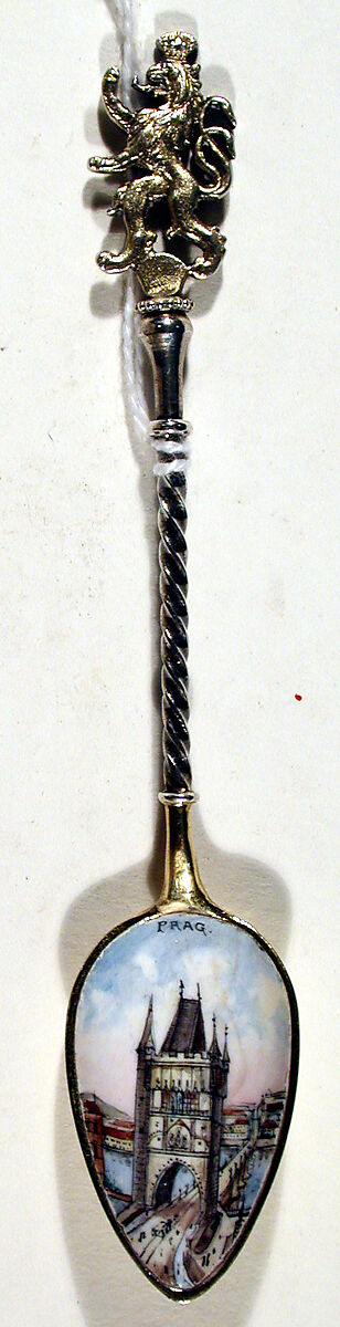 Souvenir spoon, Silver, parcel-gilt; enamel, Germany 
