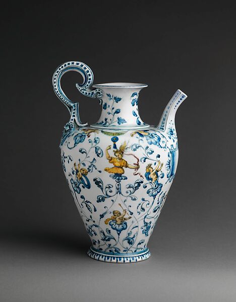 Ewer, Medici Porcelain Manufactory (Italian, Florence, ca. 1575–ca. 1587), Soft-paste porcelain, Italian, Florence 
