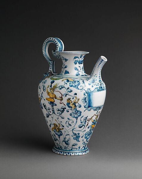 Ewer, Medici Porcelain Manufactory (Italian, Florence, ca. 1575–ca. 1587), Soft-paste porcelain, Italian, Florence