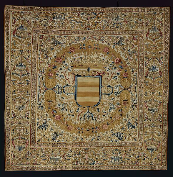 Hanging with Crown and Escutcheon, Tapestry weave (cotton and wool), Peru 