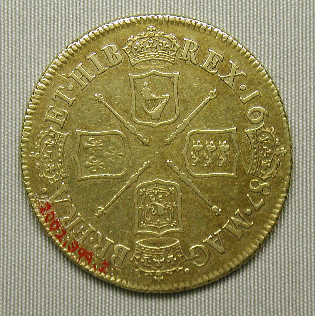Two guineas coin of James II, Medalist: John Roettier (Flemish, Antwerp 1631–1703 London, active England 1670–98), Gold, British