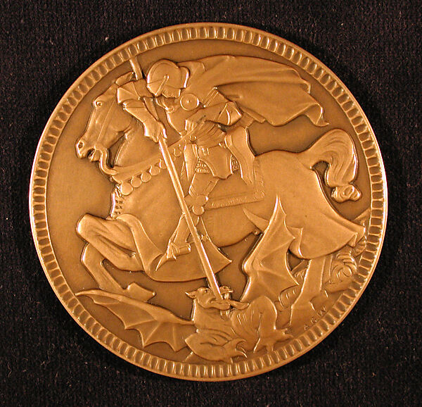 Saint George and the Dragon, Medalist: Allan Gairdner Wyon (British, born 1882), Bronze, British 