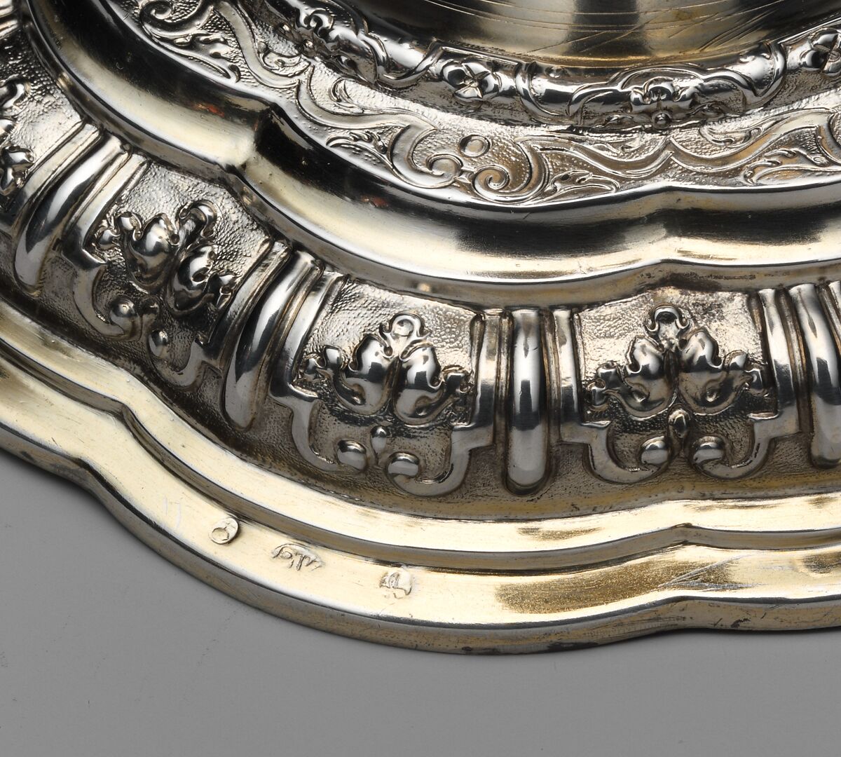 Candlestick (one of a pair), Master "RW" (Swedish, Upsala, early 18th century), Silver, partially gilt, Swedish, Uppsala