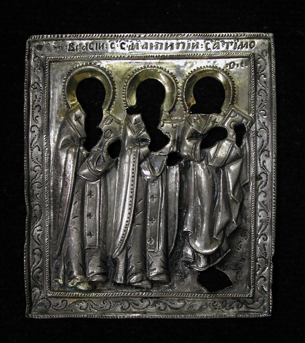 Traveling triptych, Painted icon, silver, gilt, brass, Russian