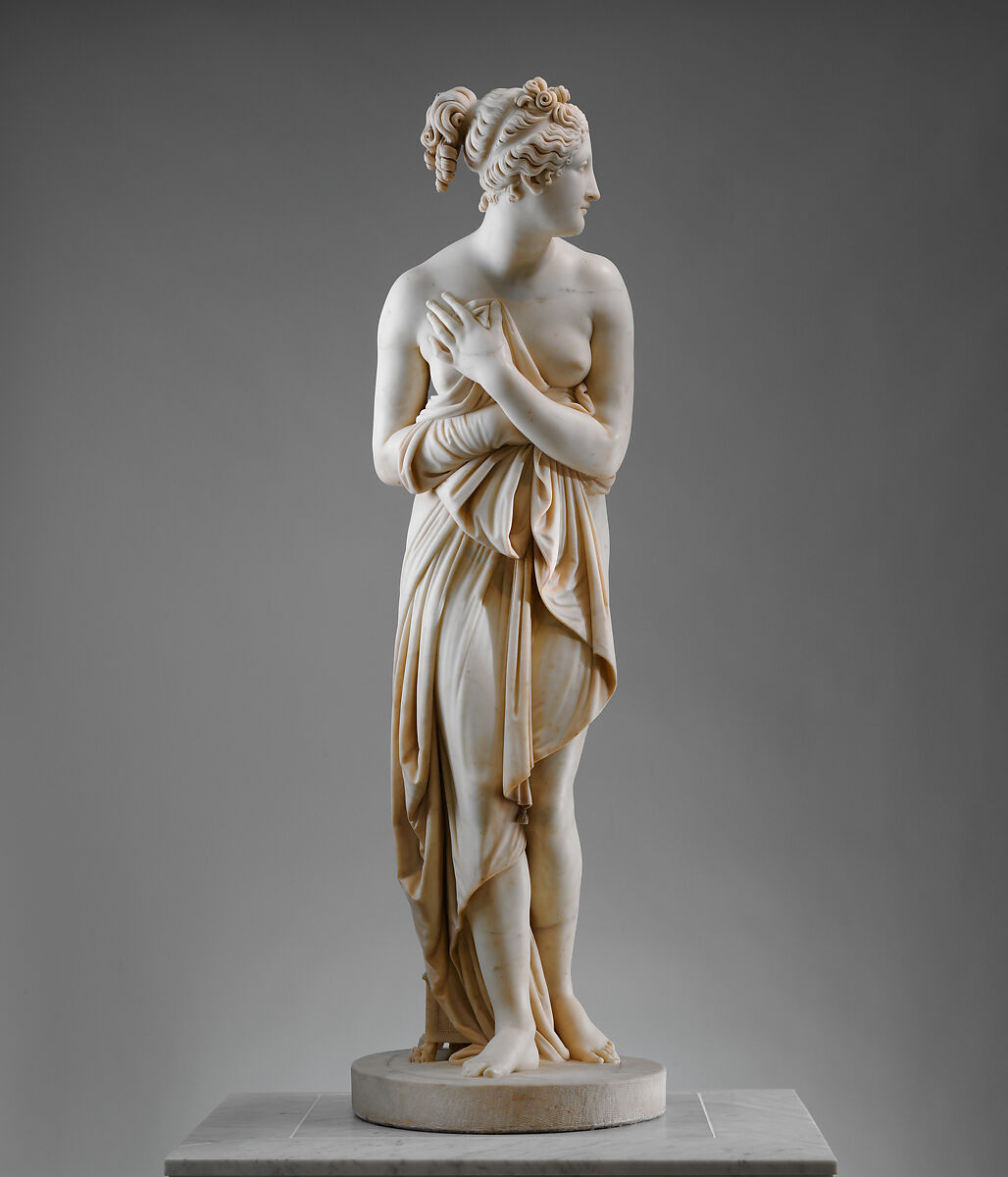 Venus Italica, Workshop of Antonio Canova (Italian, Possagno 1757–1822 Venice), Carrara marble, Italian, Rome