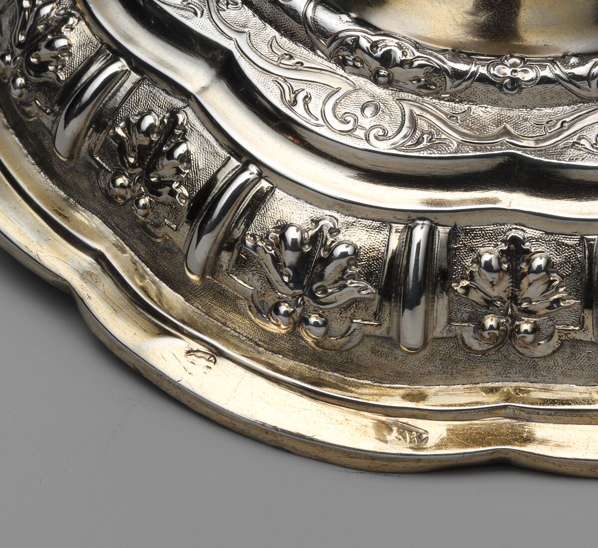 Candlestick (one of a pair), Master "RW" (Swedish, Upsala, early 18th century), Silver, partially gilt, Swedish, Uppsala
