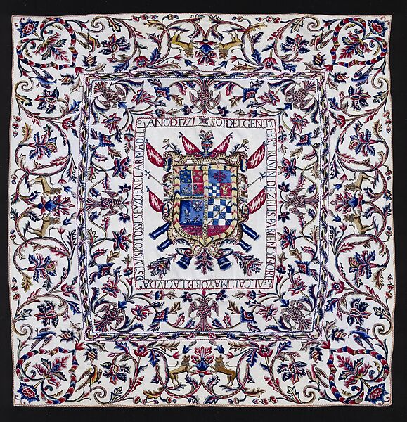 Armorial Hanging, Cotton and wool embroidery on linen, Mexico 