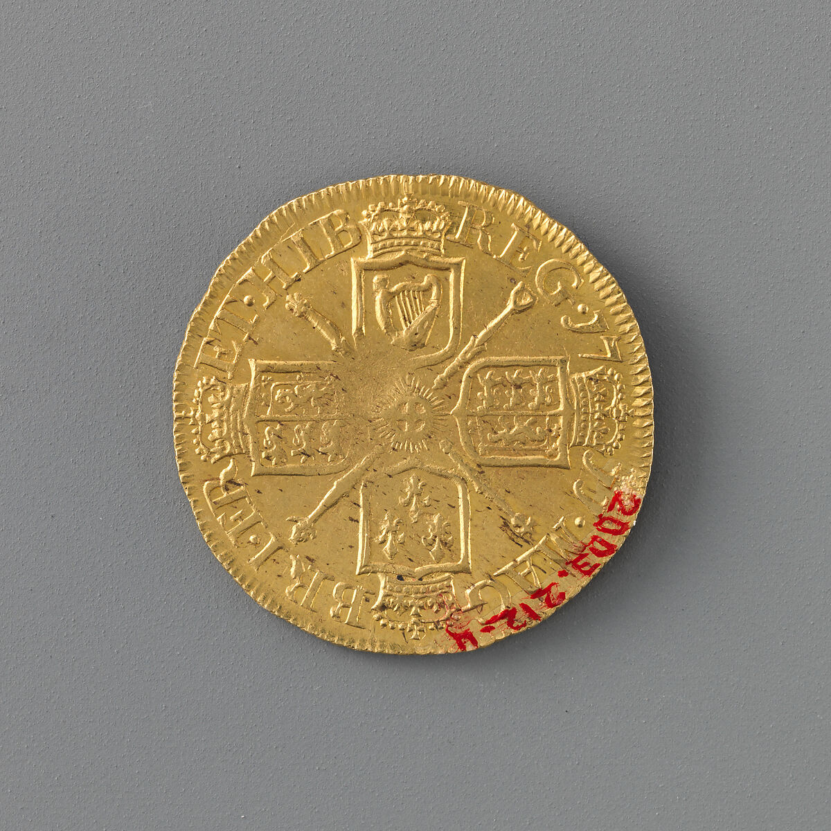Half guinea of Queen Anne, Medalist: John Croker (British, 1670–1741), Gold, British, London