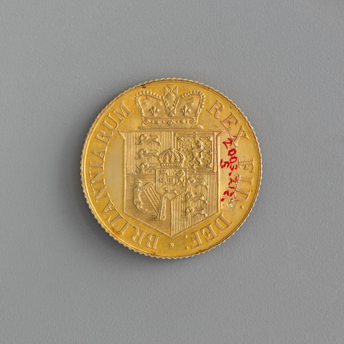 Proof half sovereign of George III, Medalist: Benedetto Pistrucci (Italian, 1783–1855, active England), Gold, British