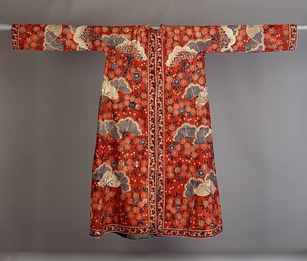 Man’s Morning Gown (Banyan or Rock), Cotton, (painted resist and mordant, dyed), India (Coromandel Coast), for the Dutch market 