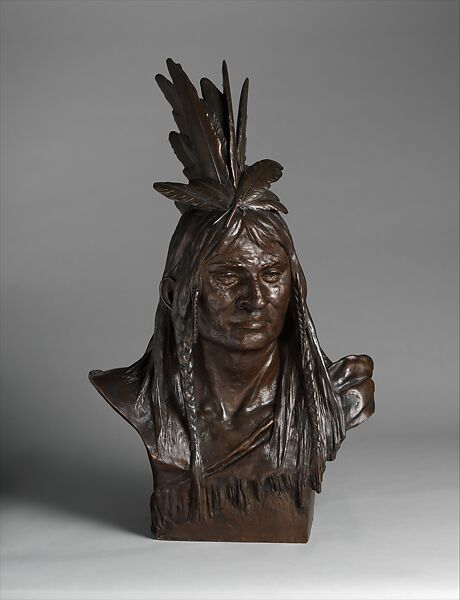 Indian Chief, Theodore Baur (American, (born Germany) 1835–after 1902), Bronze, American 