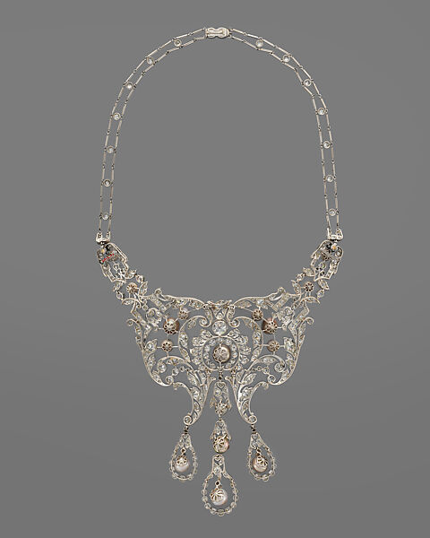 Necklace, Dreicer &amp; Co. (American, New York, 1868–1927), Diamonds, natural pearls, and platinum, American