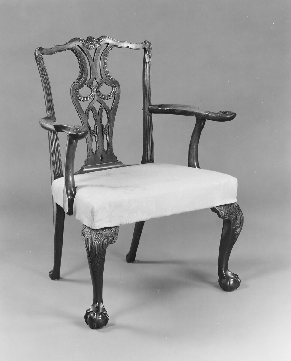 Armchair, Mahogany, red oak, sweet gum, ash; upholstery (modern), American