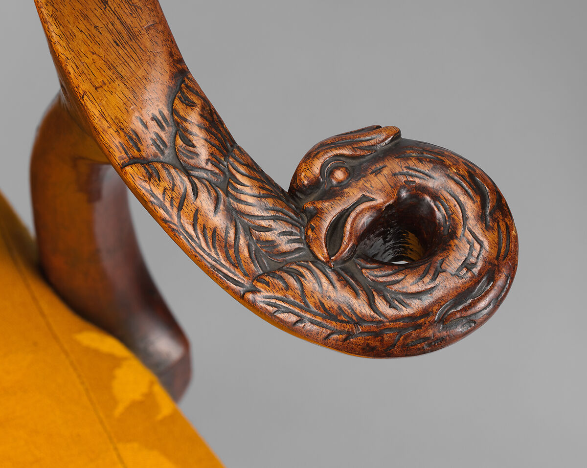 Armchair, Mahogany, red oak, sweet gum, ash; upholstery (modern), American