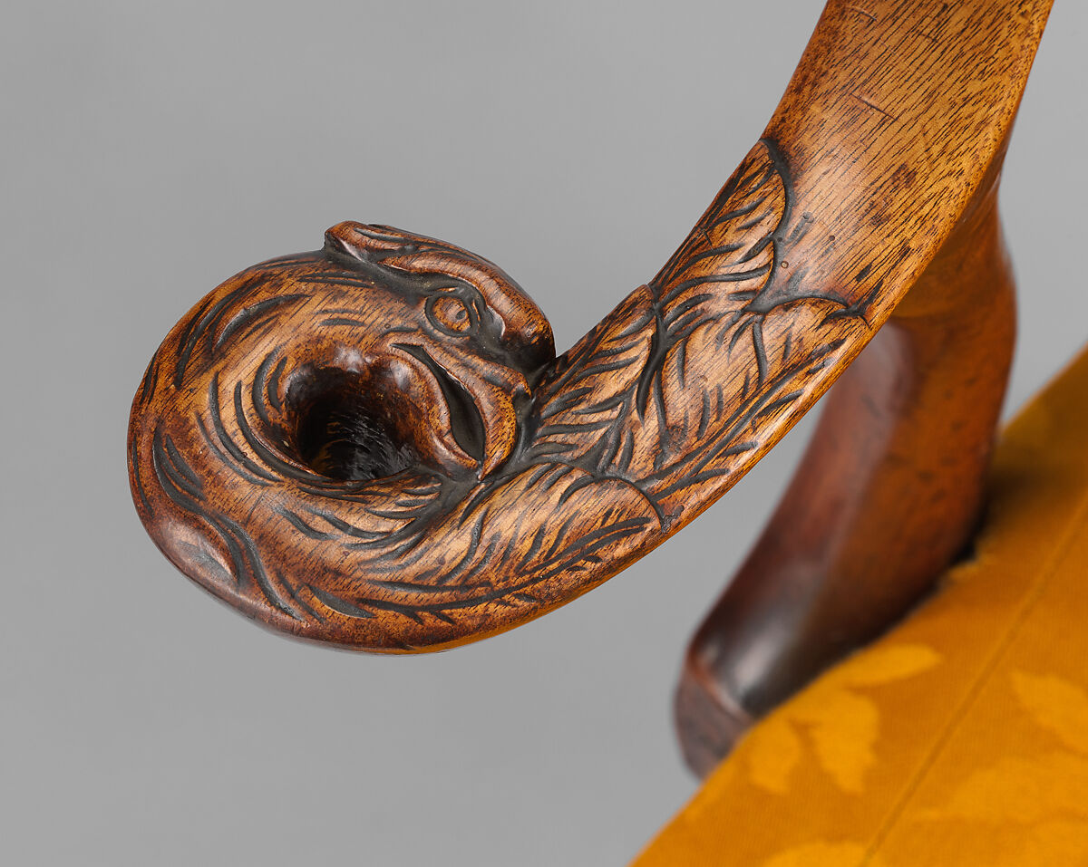 Armchair, Mahogany, red oak, sweet gum, ash; upholstery (modern), American