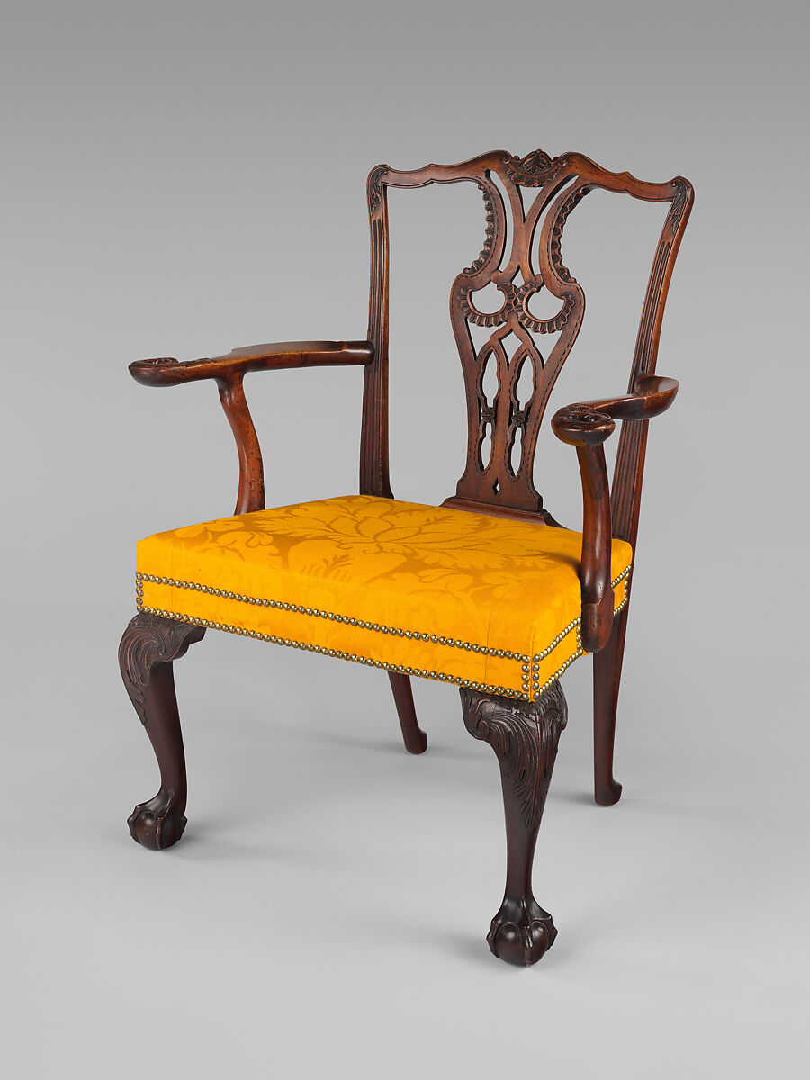 Armchair, Mahogany, red oak, sweet gum, ash; upholstery (modern), American