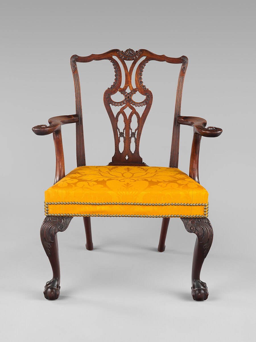 Armchair, Mahogany, red oak, sweet gum, ash; upholstery (modern), American 