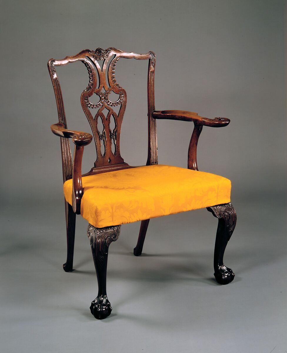 Armchair, Mahogany, red oak, sweet gum, ash; upholstery (modern), American