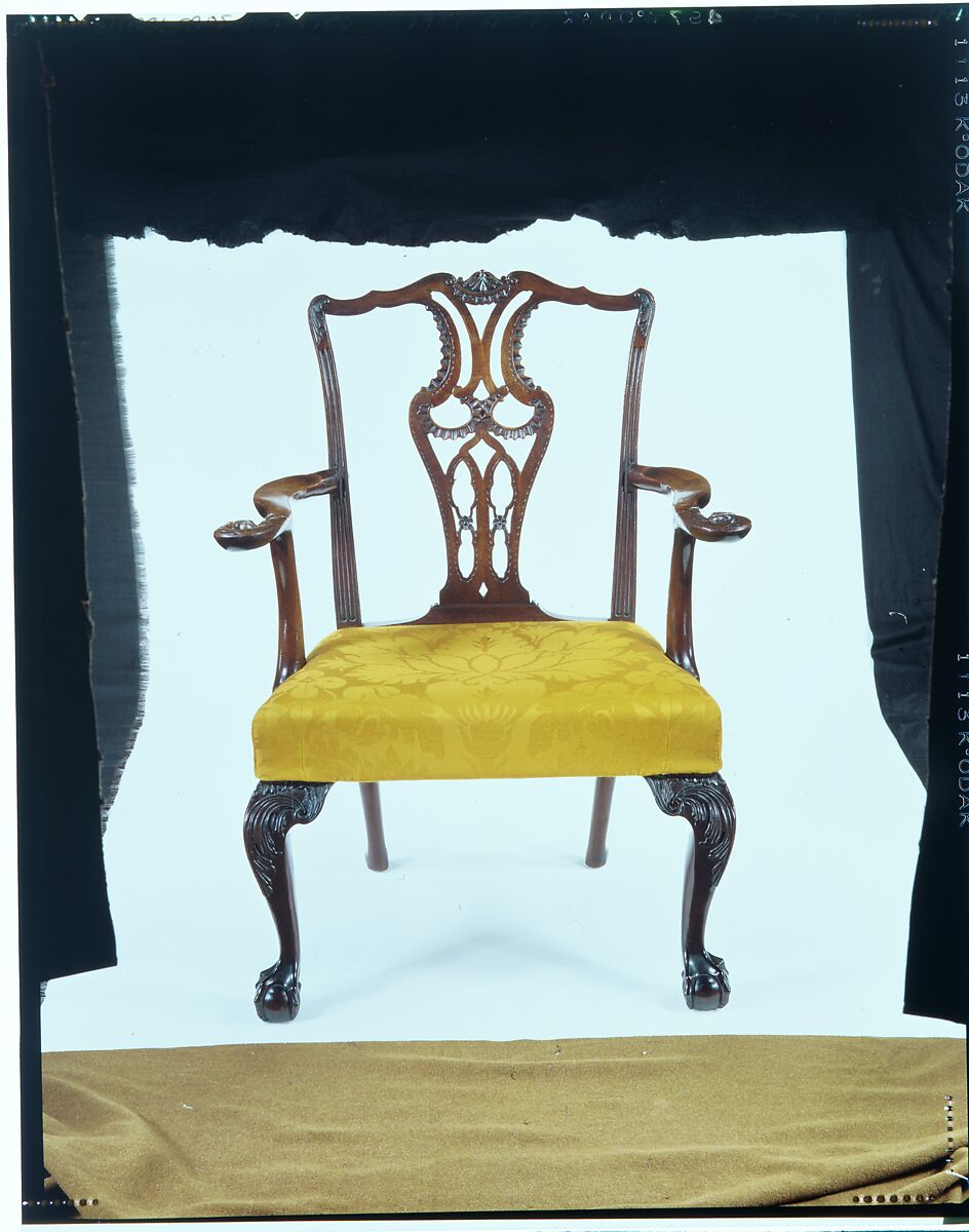 Armchair, Mahogany, red oak, sweet gum, ash; upholstery (modern), American