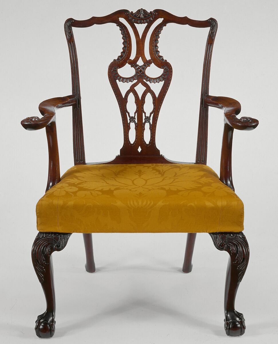 Armchair, Mahogany, red oak, sweet gum, ash; upholstery (modern), American