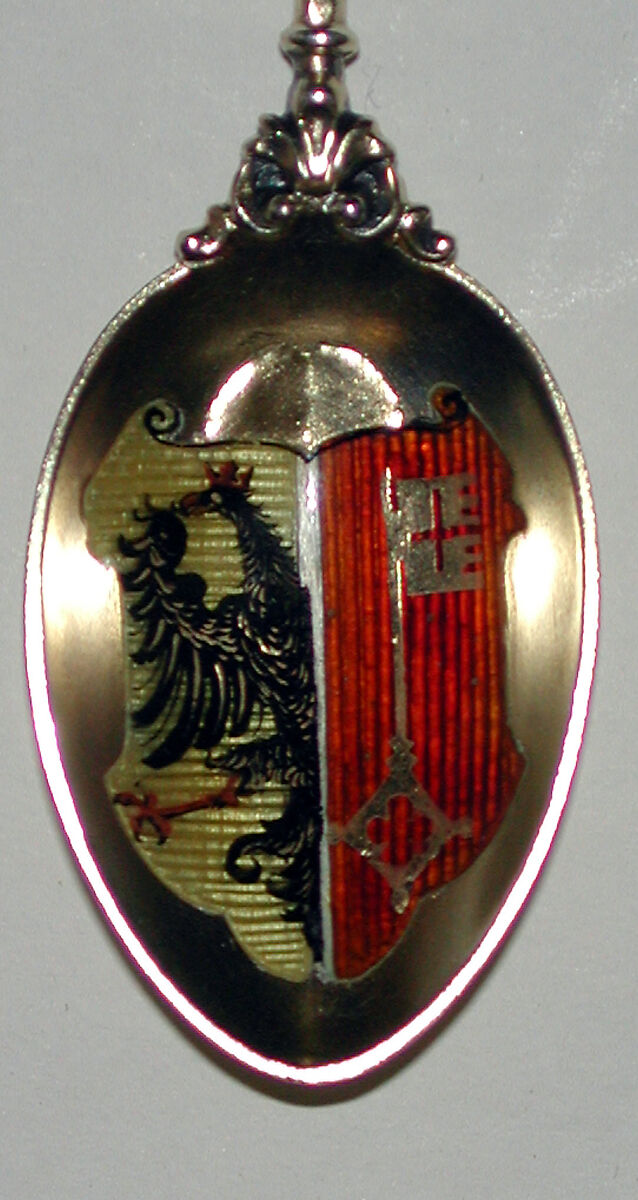 Souvenir spoon, Gilt and enamel, European