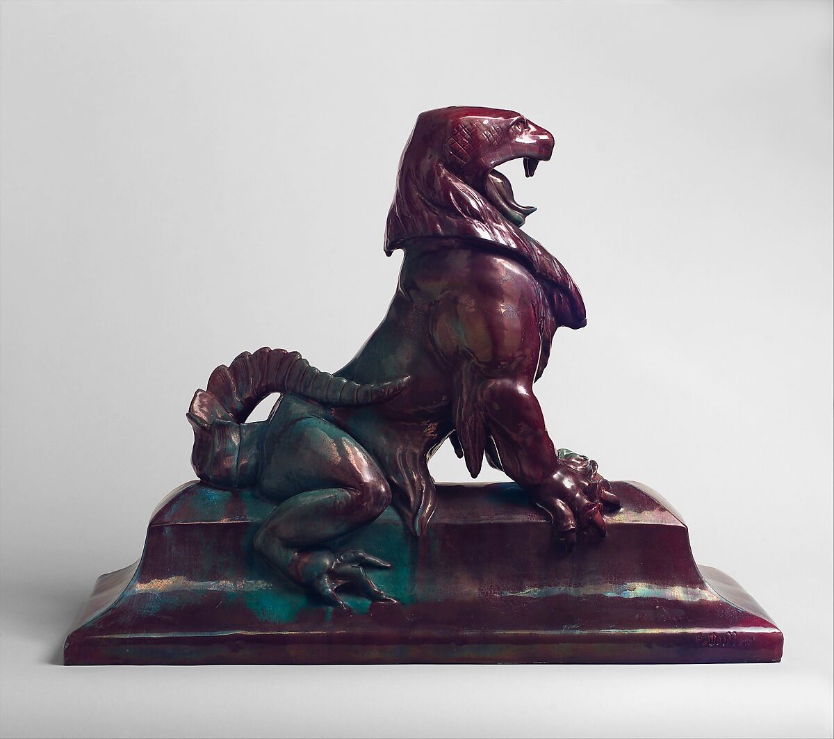 Lizard, Emmanuel Frémiet (French, Paris 1824–1910 Paris), Glazed stoneware, French 