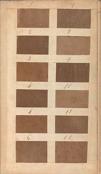 Textile sample book, Paper, cloth binding, with attached samples of fustian (variety of warp and weft combinations in wool, silk, linen, and cotton); warp: cotton dyed in dark brown, spun and Z twist/no ply, 30–32 per cm; warp: silk dyed in light blue, no visible twist/no ply, 12 per 0.1 cm; weft: silk dyed in pink, no visible twist/no ply, 28 per cm, British