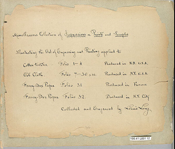 Textile Sample Book, Assembled by Louis Long, American