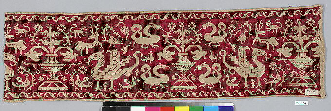 Border, Drawnwork, linen and silk, Italian, possibly Sicily 