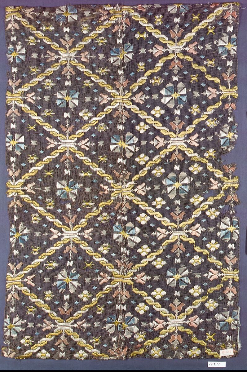 Fragment, Embroidered net, buratto, silk, Italian