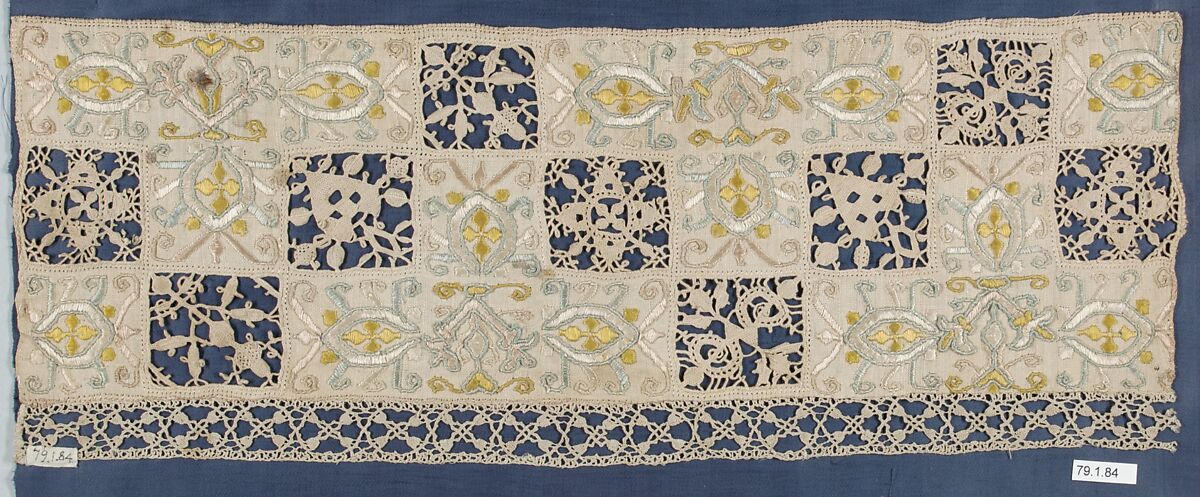 Band, Linen, needle lace, Italian