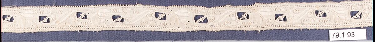 Strip with corner, Cutwork, Italian