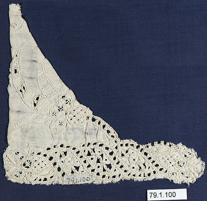 Fragment, Linen, cutwork, Italian 