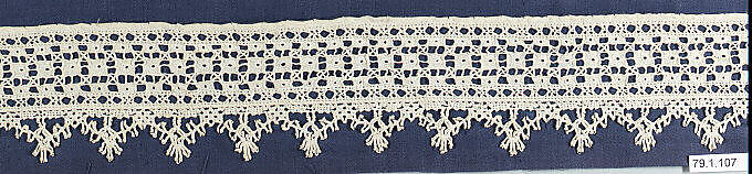 Strip with corner, Linen, cutwork, Italian 