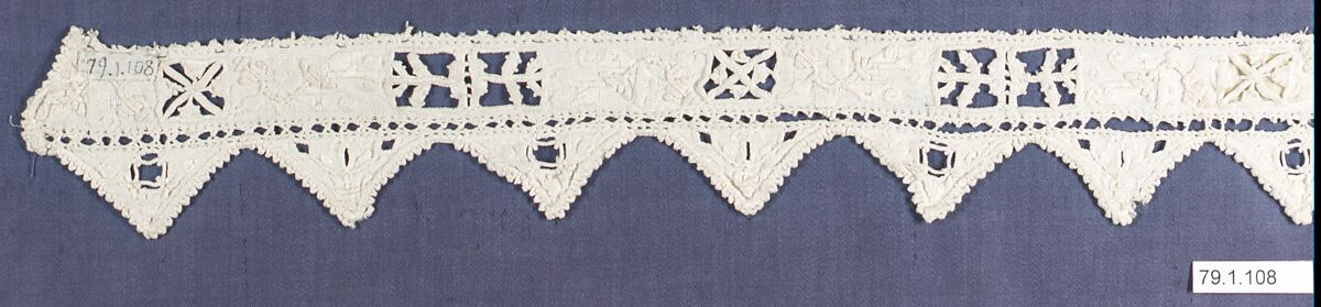 Strip, Linen, cutwork, possibly Spanish