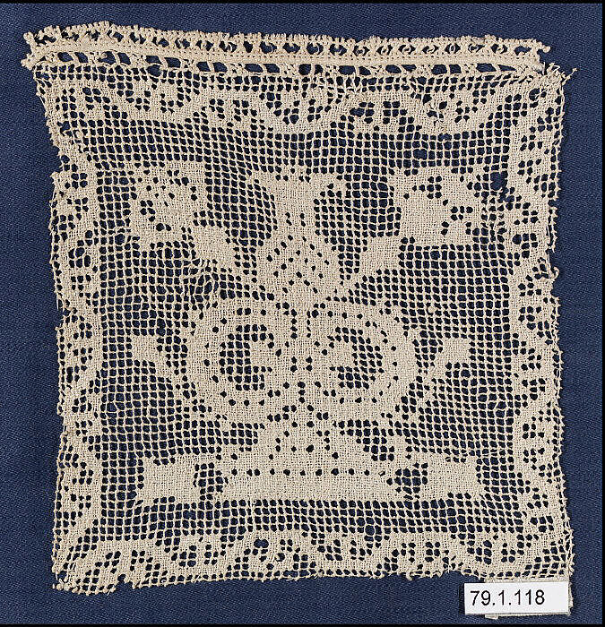 Square, Embroidered net, French 