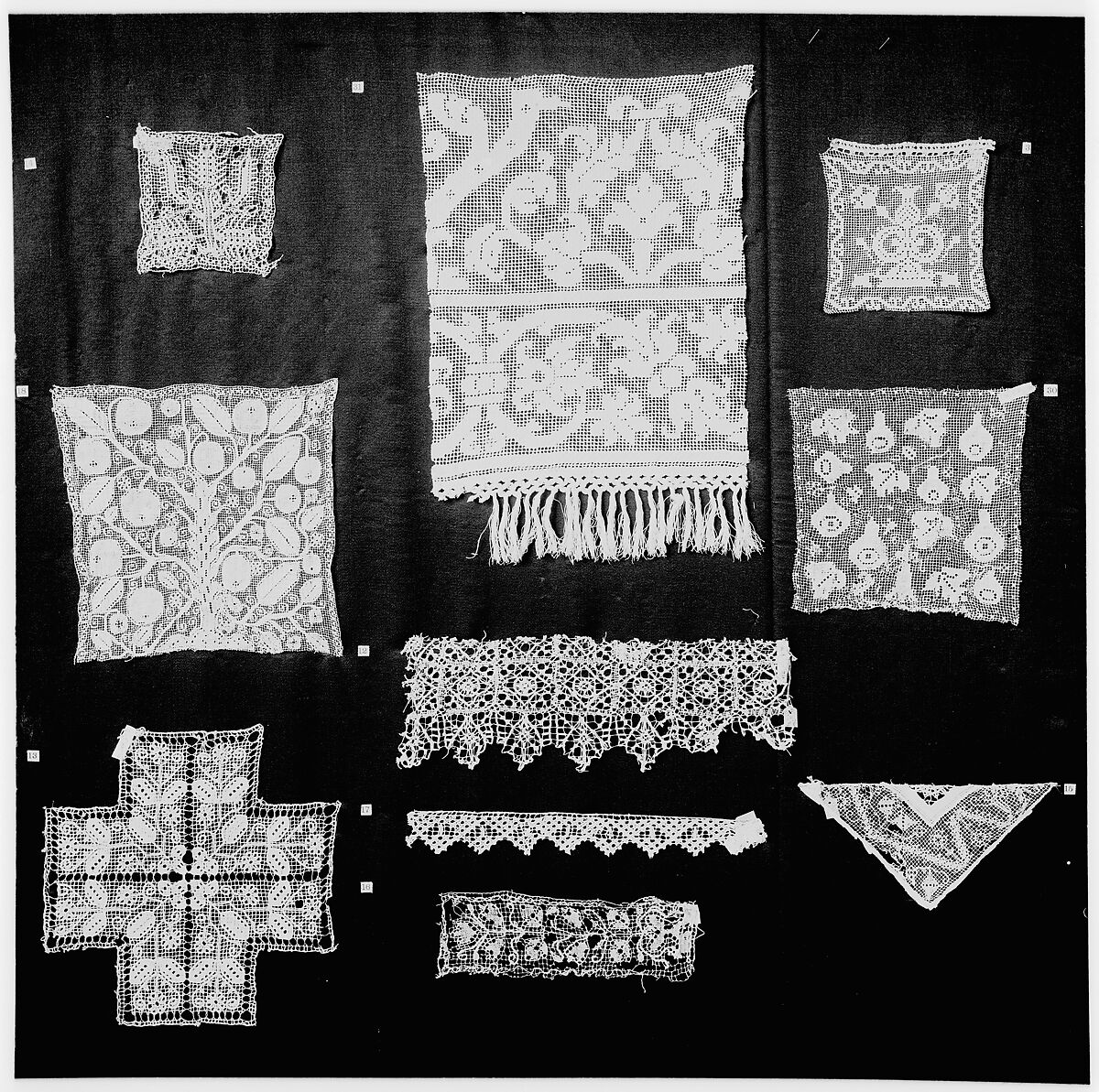 Square, Embroidered net, French
