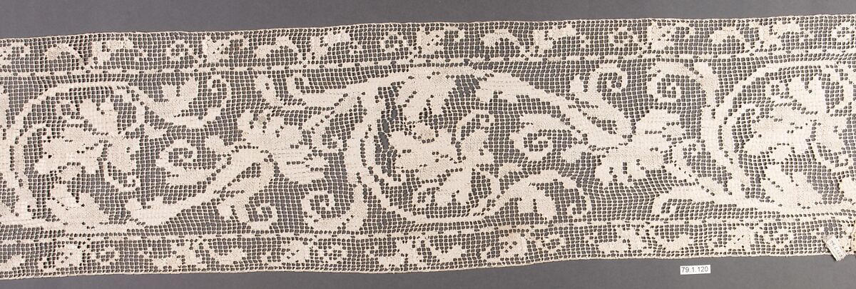 Border, Embroidered net, Italian