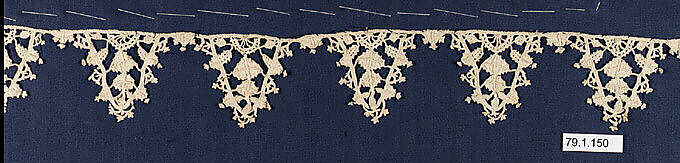 Fragment, Needle lace, punto in aria, Spanish or Italian 