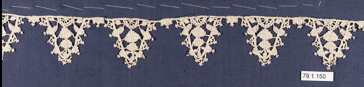 Fragment, Needle lace, punto in aria, Spanish or Italian