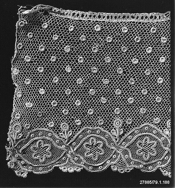 Strip, Needle lace, point d’Alençon, French 