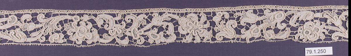 Strip, Needle lace, gros point lace, Italian, Venice